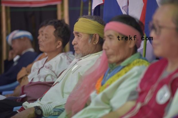 Several Indigenous leaders during the ceremony. Image courtesy of the Thawthi Taw-Oo Indigenous Park Committee.